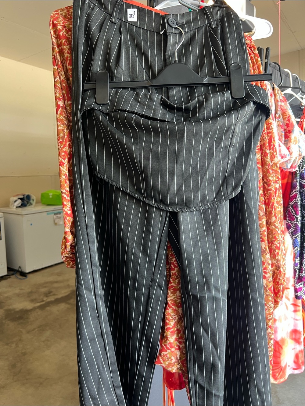 SHEIN Black Pinstripe Wide-Leg Pants